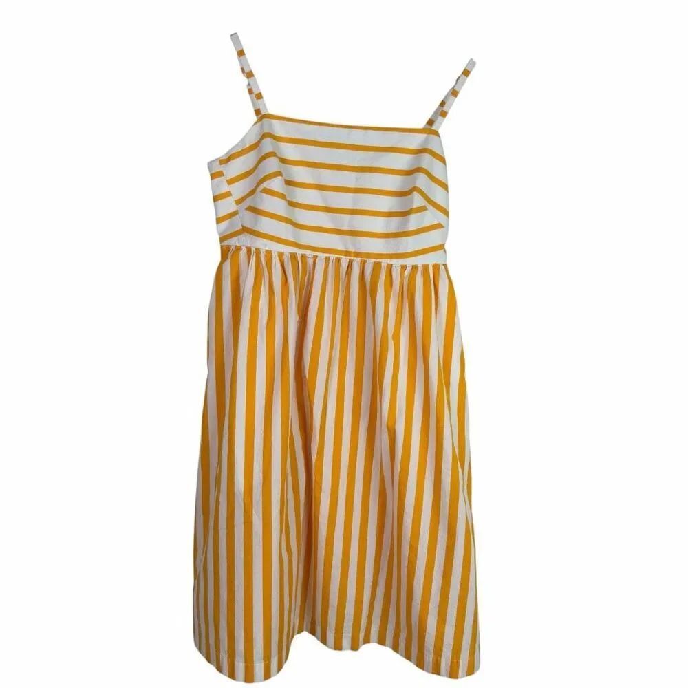 J. Crew Size 0 Tie Back Dress Orange White Stripe